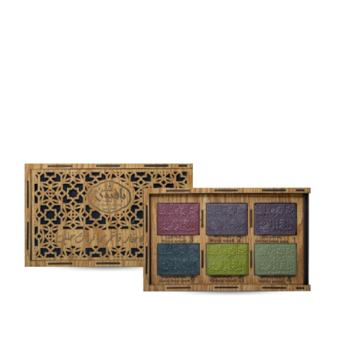 Cadeau Aleppo Zeep Met Arabesque Houten Doos 6 Stukken
